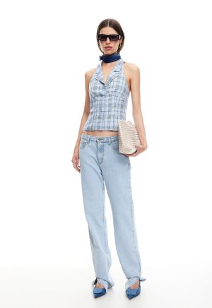 LURE TOP - BABY BLUE PLAID