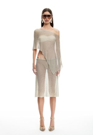 LUMINOUS MIDI SKIRT - TOPAZ