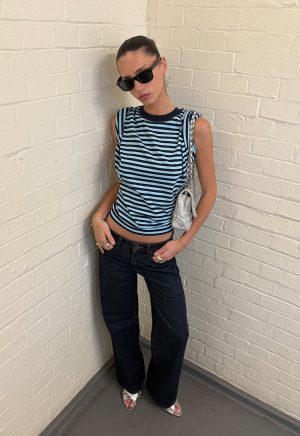 BLOOM SHORT SLEEVE - NAVY SEA STRIPE