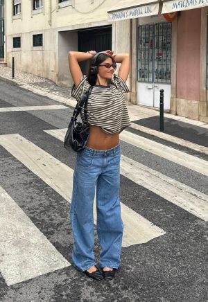 BLOOM SHORT SLEEVE - BEIGE STRIPE